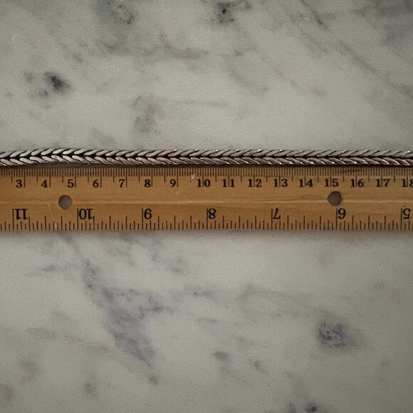 John Hardy Sterling Silver Woven Bracelet 8 Inches Long w/ Square Clasp - Picture 3 of 5